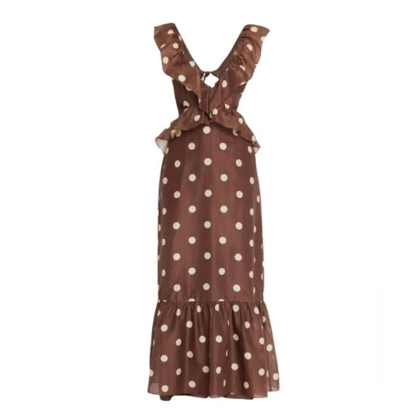 Sir The Label Vivi Frill Maxi cut out Dress brown Polka Dot ruffle Never worn - Picture 5 of 6